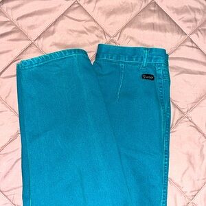 Vtg Wrangler Silver Lake Teal Aqua Tall High Rise Bareback Jeans